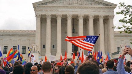 LGBTQ activists outside the Supreme Court