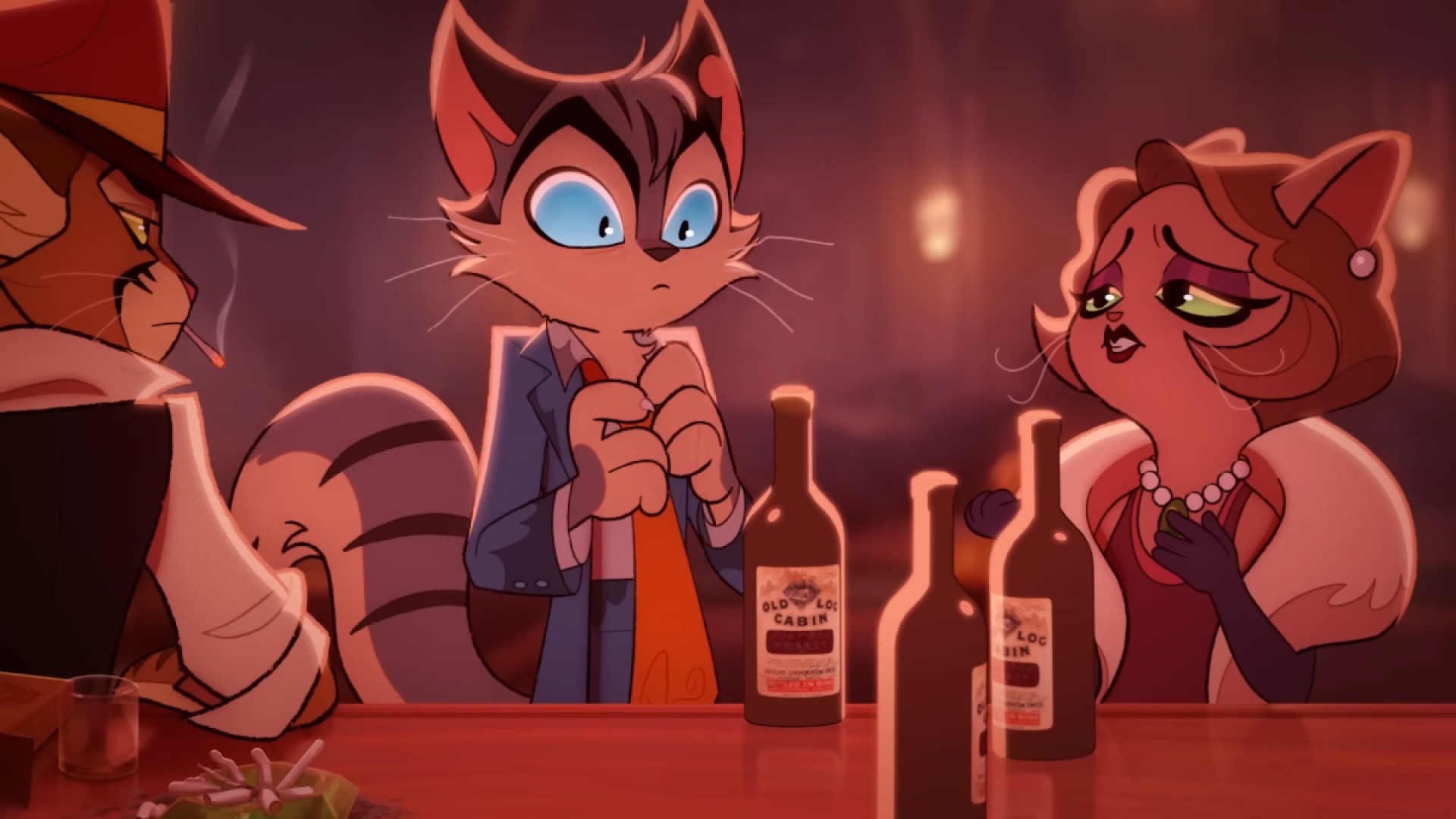 Ivy and Rocky at the bar in 'Lackadaisy.' 