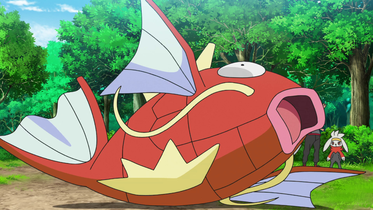 The fish-like Magikarp flopped on the ground in the animated 'Pokémon' TV series