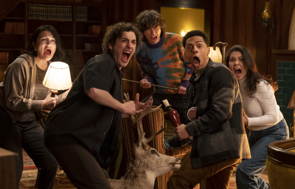 The cast of the new 'Goosebumps' show: a group of teens scream in fright