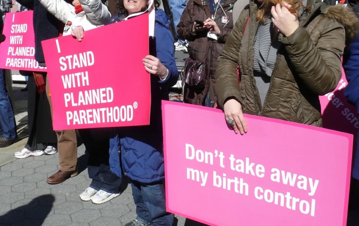 Protesters in support of Planned Parenthood.