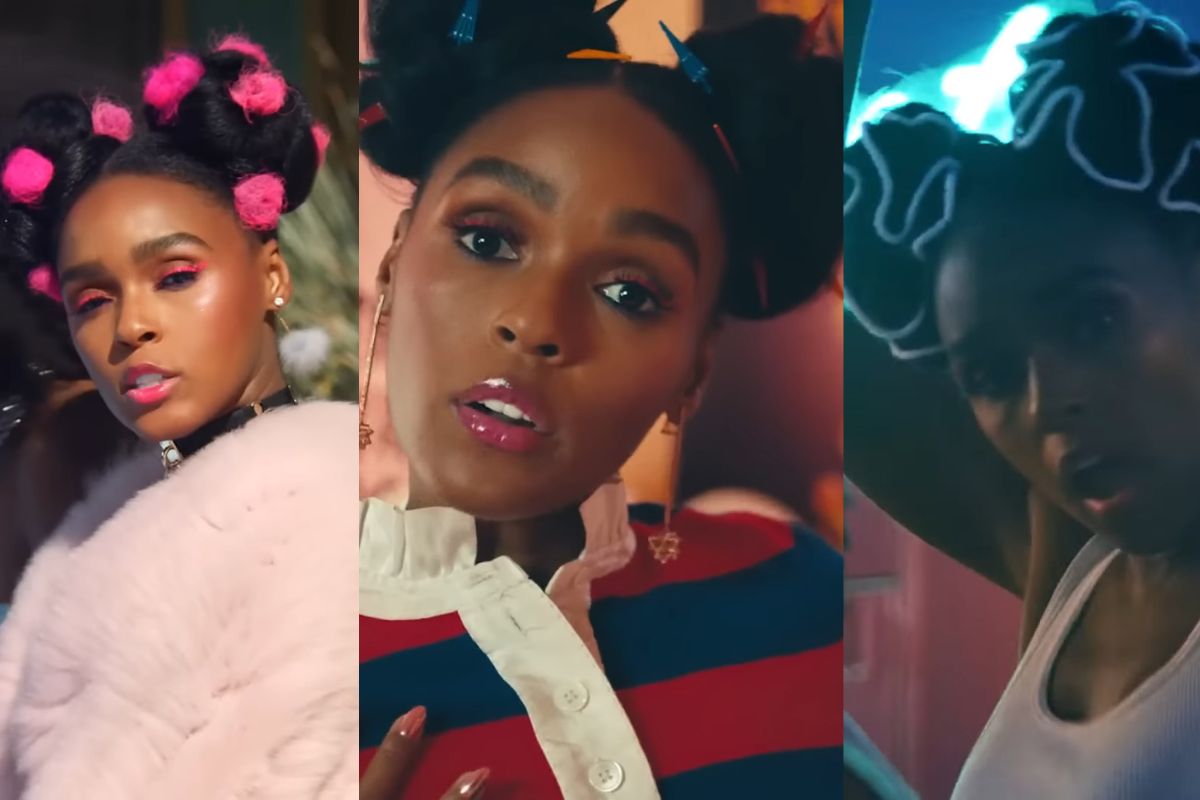 Afro puff moments in Janelle Monáe's 'Pynk' music video from their emotion picture 'Dirty Computer.' (