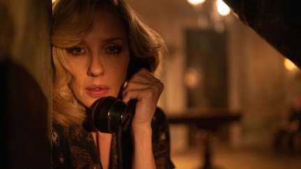 Kelly Reilly as Rowena Drake in 20th Century Studios' A HAUNTING IN VENICE.