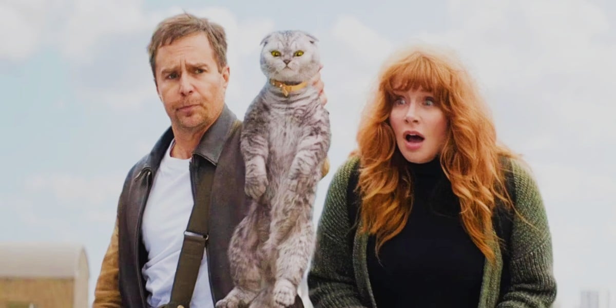 Sam Rockwell as Aidan and Bryce Dallas Howard as Elly Conway in Argylle