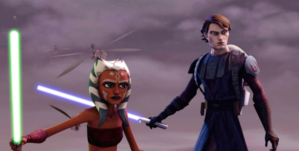 Ahsoka Tano and Anakin Skywalker in The Clone Wars (Disney)