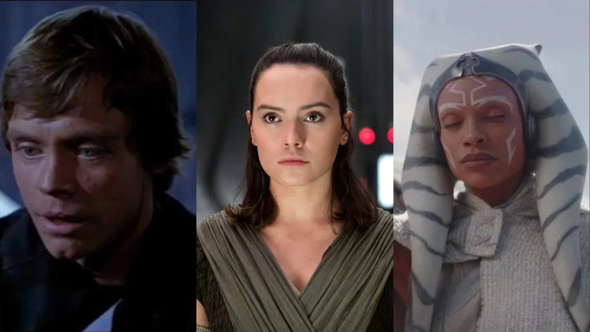 Luke Skywalker, Rey, and Ahsoka Tano in iconic costume changes