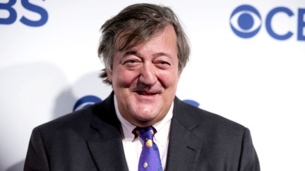Stephen Fry poses at the 2016 CBS Upfront