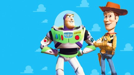 Tim Allen as Buzz and Tom Hanks as Woody in Toy Story