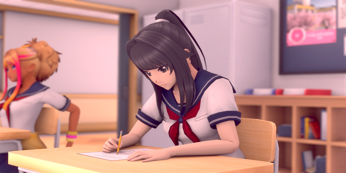 Yandere-chan in class from Yandere Simulator