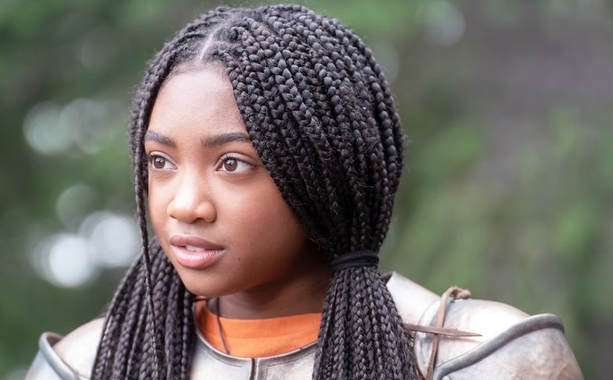 Leah Jeffries in armor as Annabeth Chase in 'Percy Jackson and the Olympians'