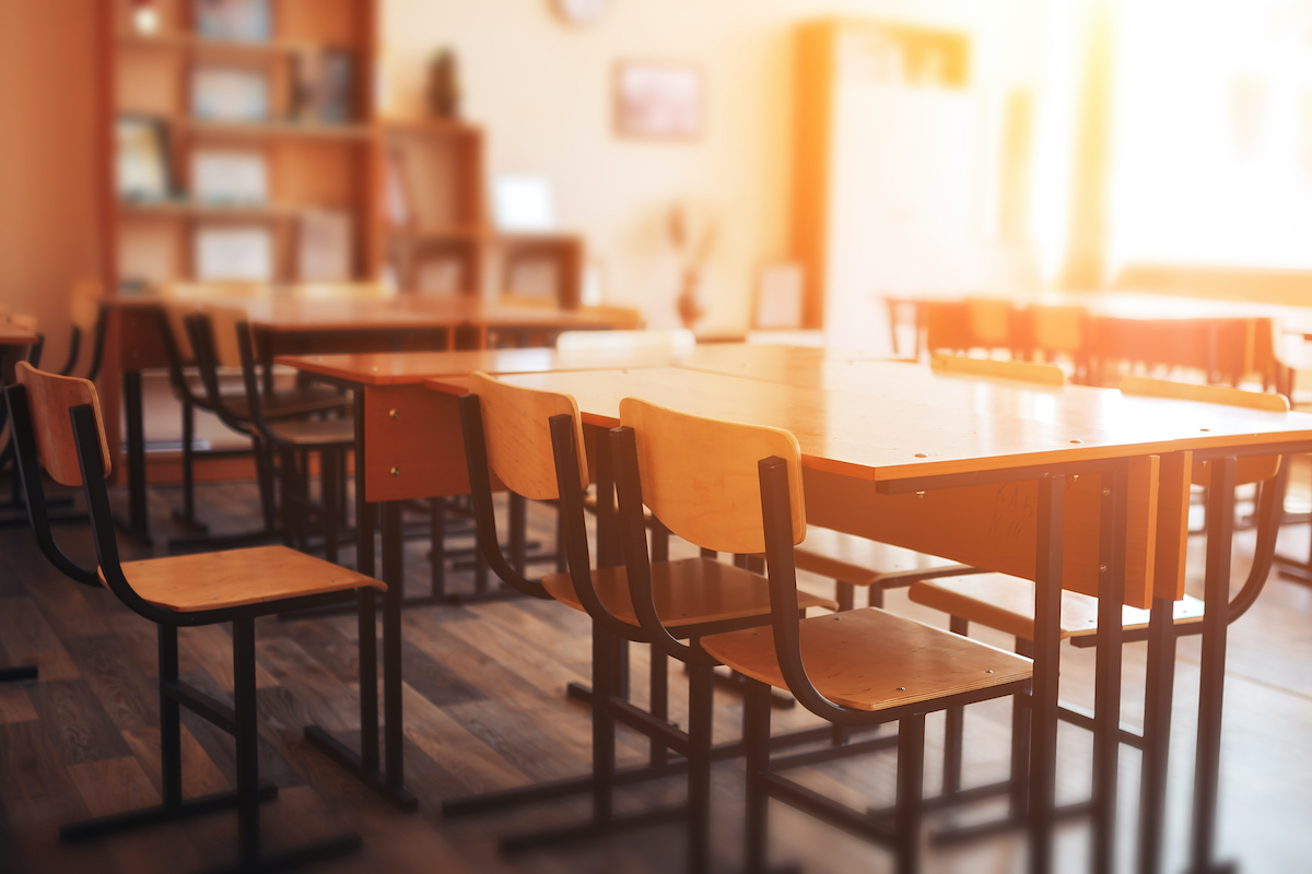 An empty school classroom