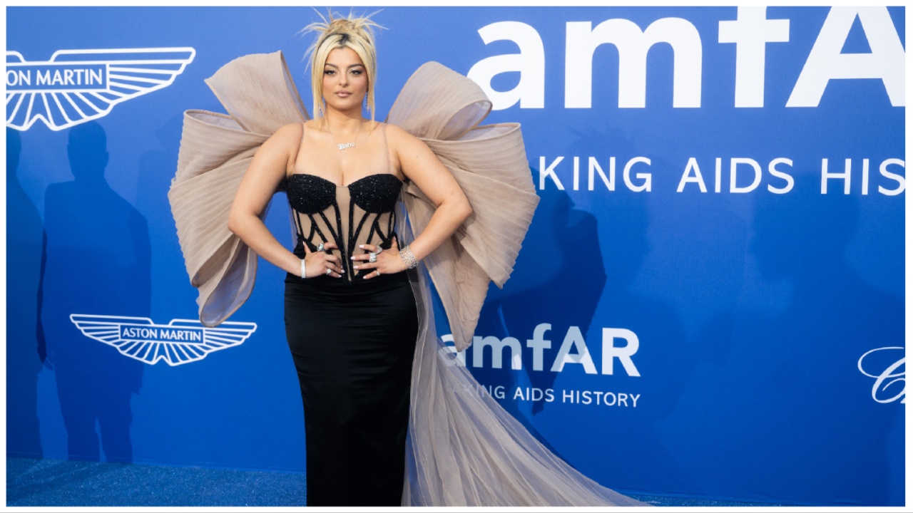 bebe rexha blue dress Bebe Rexha Flashes Legs In High-Slit Dress At Paris Hilton's Wedding