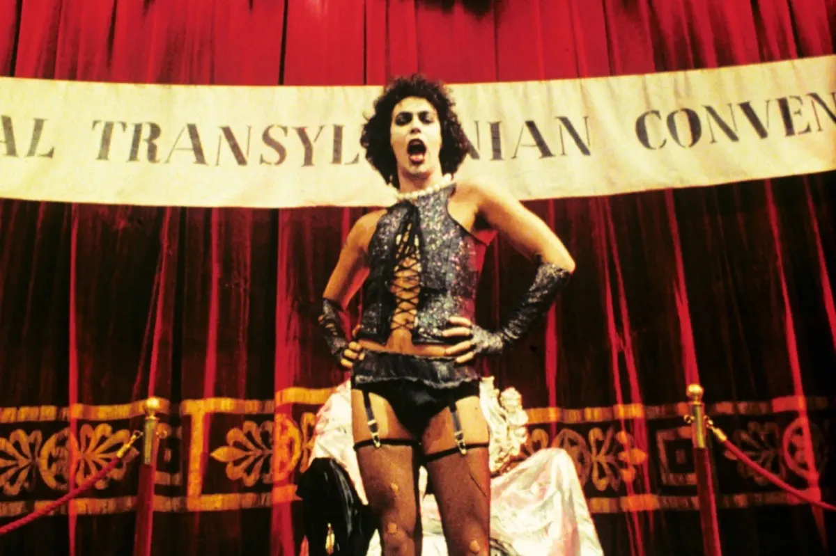 Dr. Frank N Furter serves face and body onstage in "Rocky Horror Picture Show"