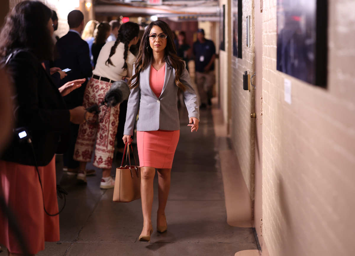 WASHINGTON, DC - SEPTEMBER 19: Rep. Lauren Boebert (R-CO) leaves a House Republican caucus meeting at the U.S. Capitol on September 19, 2023 in Washington, DC. A deal between factions of House Republicans to pass a stopgap spending bill and avoid a government shutdown will be tested Tuesday with a procedural vote. (Photo by Kevin Dietsch/Getty Images)