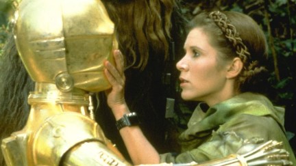 Leia Organa telling 3PO to be quiet in Return of the Jedi