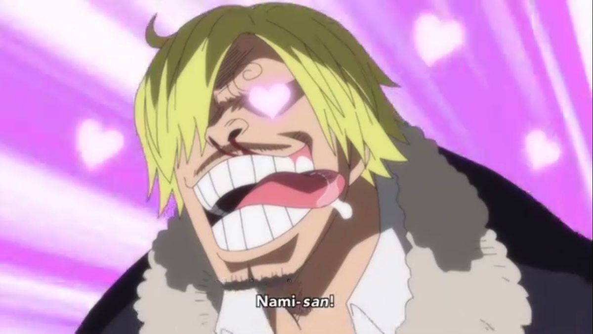 Sanji gets heart-eyes for ladies in the anime 'One Piece'.