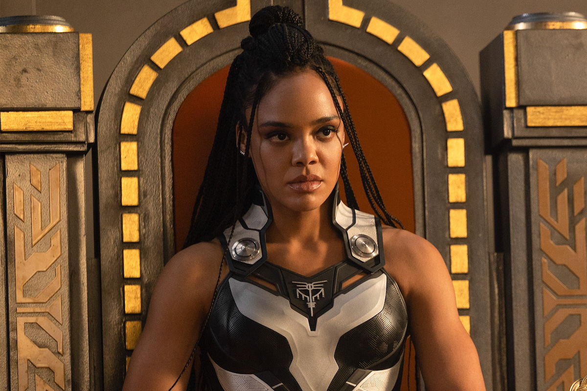 Valkyrie sits in an ornate chair in Omnipotence City.