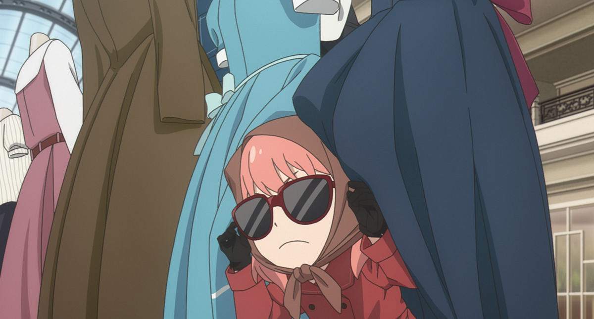 Anya undercover during Yor and Loid's date in Episode 1 from Spy x Family Season 2 (Wit Studio and CloverWorks)