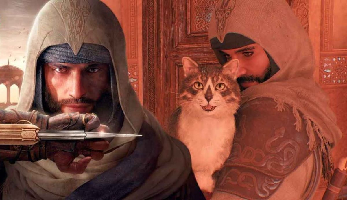Banner for Assassin's Creed Mirage, featuring Chief the Cat-assin