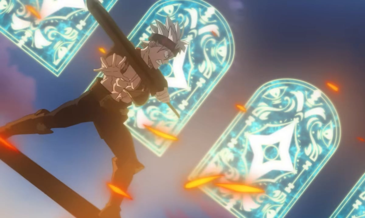 Asta while fighting former King Conrad from Black Clover: Sword of The Wizard King (Studio Pierrot)