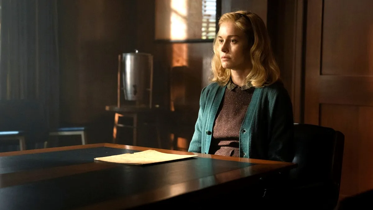 Brie Larson as Elizabeth Zott in Lessons in Chemistry