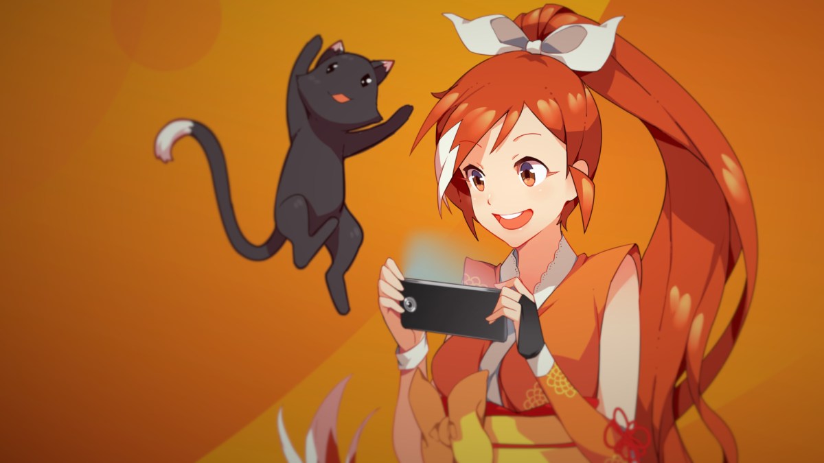 Crunchyroll Hime with a smartphone