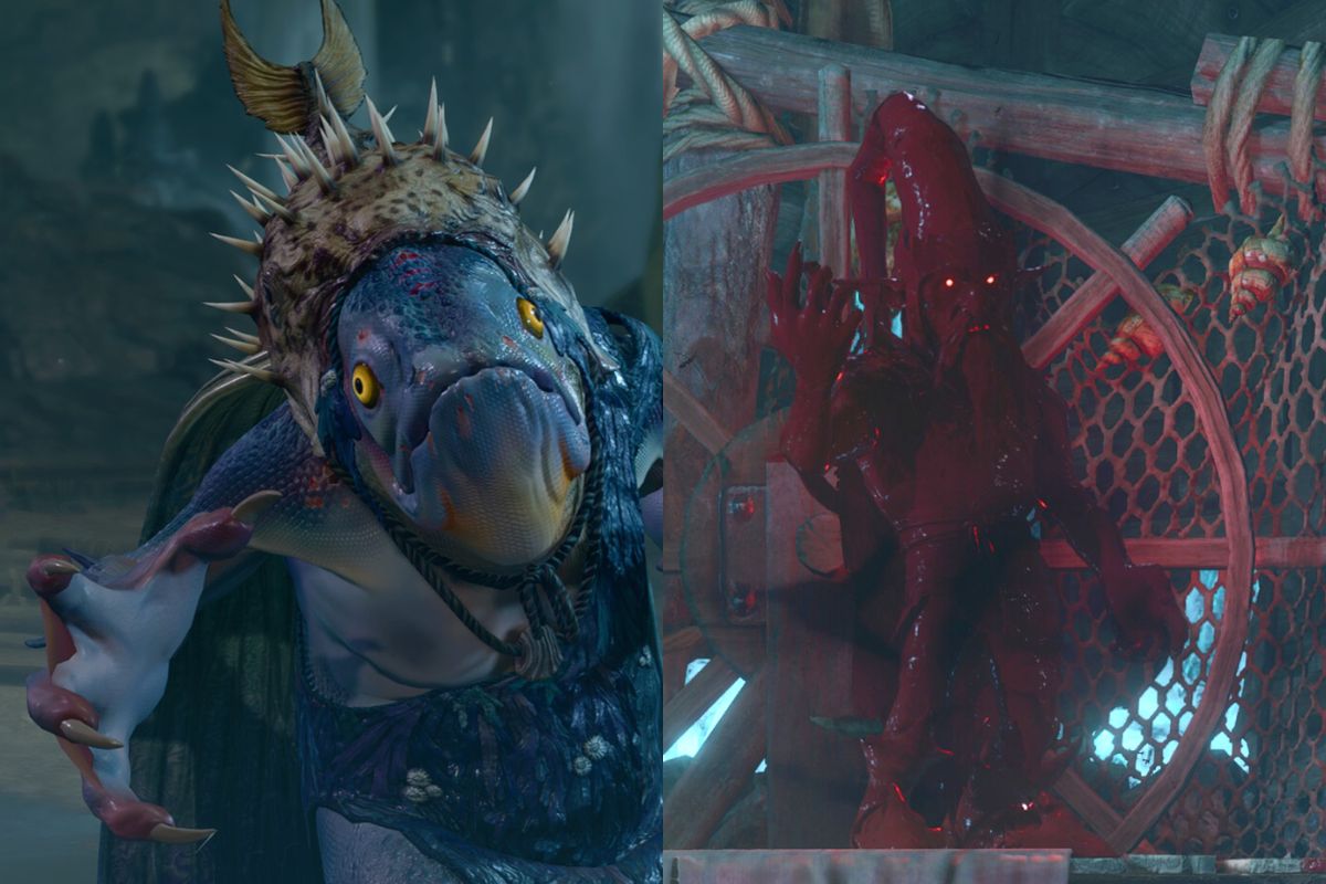 Koa-toa leader and BOOOAL at The Festering Cove in Baldur's Gate 3.