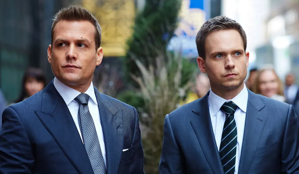 Gabriel Macht as Harvey Specter and Patrick J. Adams as Mike Ross in USA Network's Suits