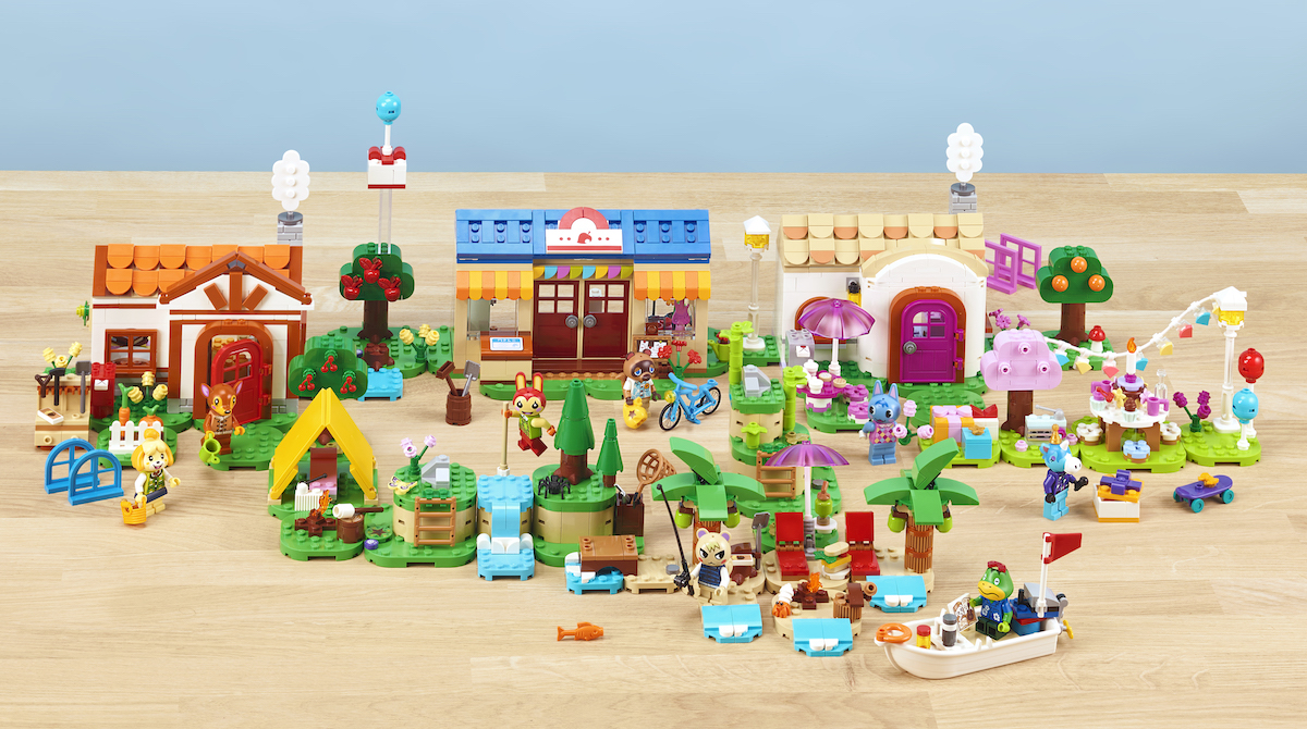 All of the new Animal Crossing LEGO sets setup like a village
