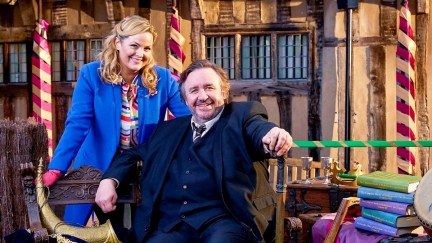 Jo Joyner as Luella Shakespeare and Mark Benton as Frank Hathaway in Shakespeare & Hathaway: Private Investigators