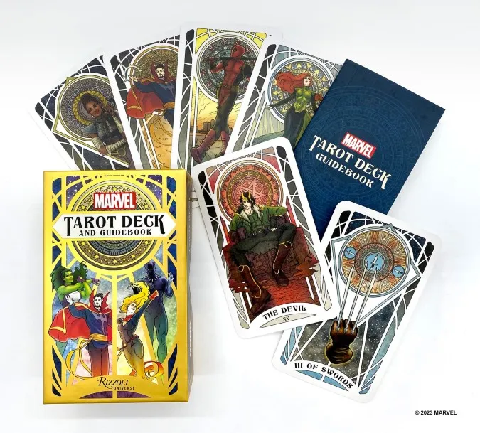 Tarot card deck and guidbook featuring Marvel heroes on the Major Arcana. 