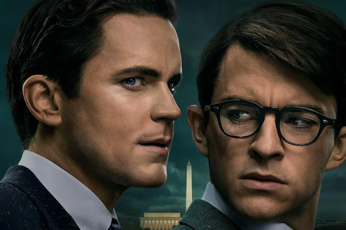 Matt Bomer and Jonathan Bailey stand closely in 'Fellow Travelers.'