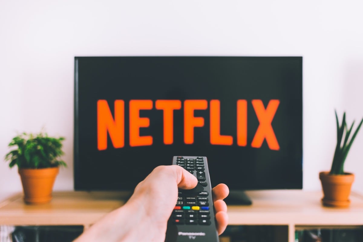 Netflix displayed on TV screen.