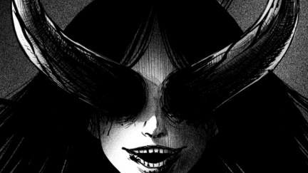 Girl with horn coming out of her eyes in 'Nocturne' on WEBTOON