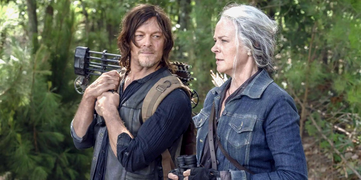 Norman Reedus as Daryl and Melissa McBride as Carol in The Walking Dead