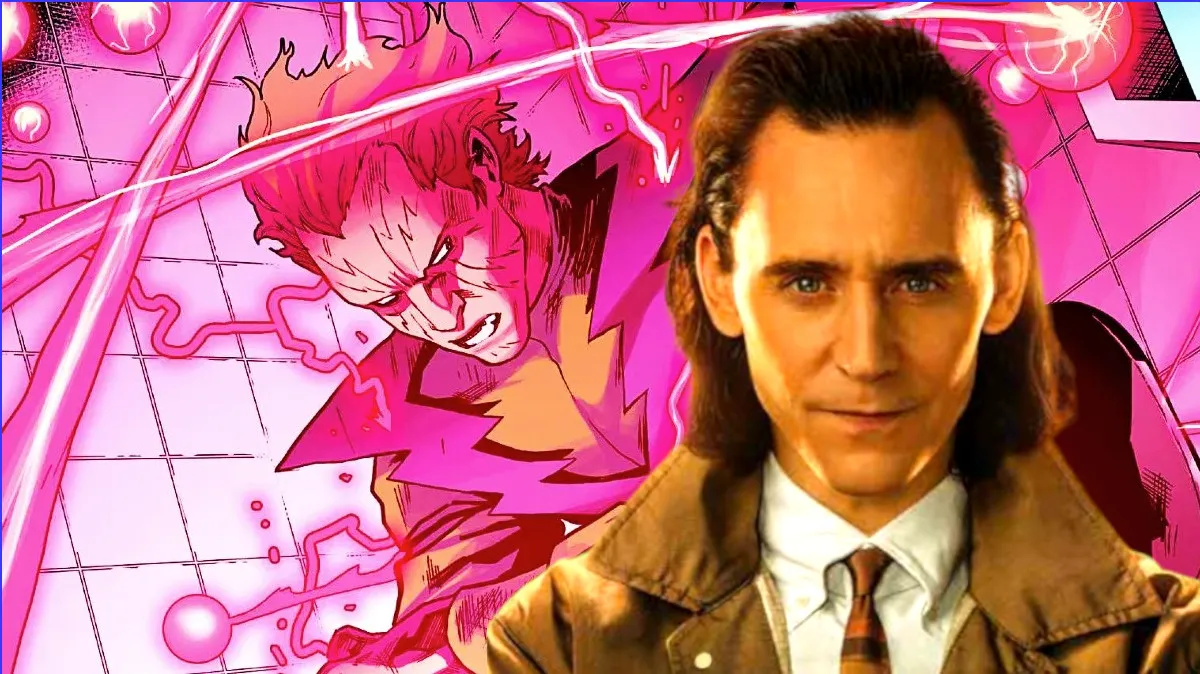 Owen Reece (a.k.a. Molecule Man) next to Tom Hiddleston as Loki