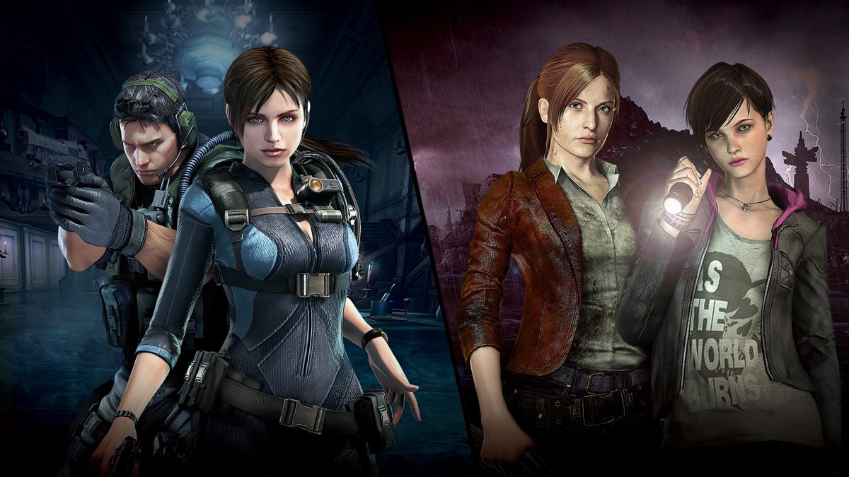 Resident Evil Revelations banner with Chris Redfield, Jill Valentine, and Claire Redfield