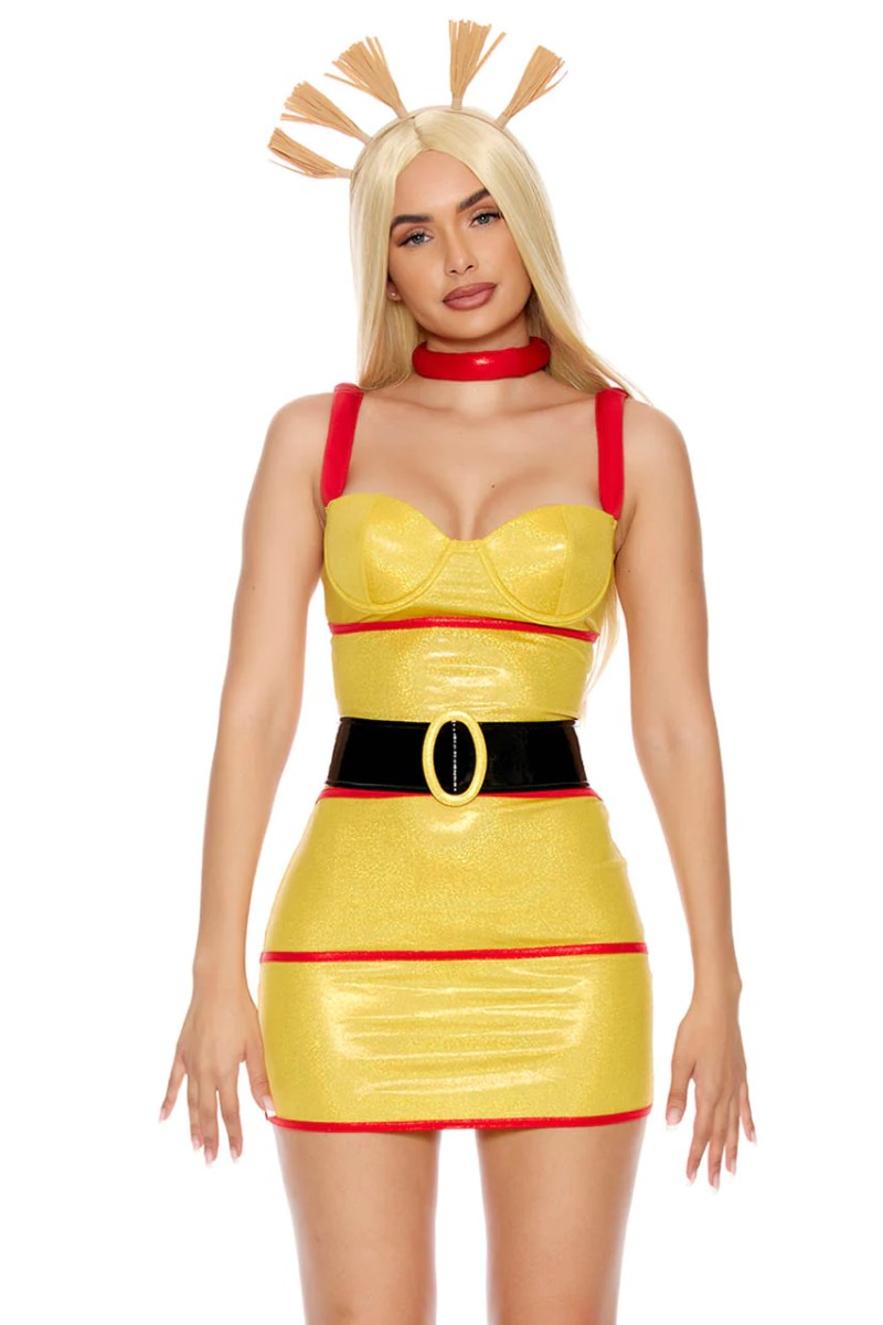 Woman in a sexy doll costume.