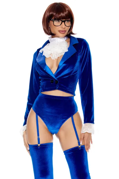 Woman in a sexy Austin Powers costume.