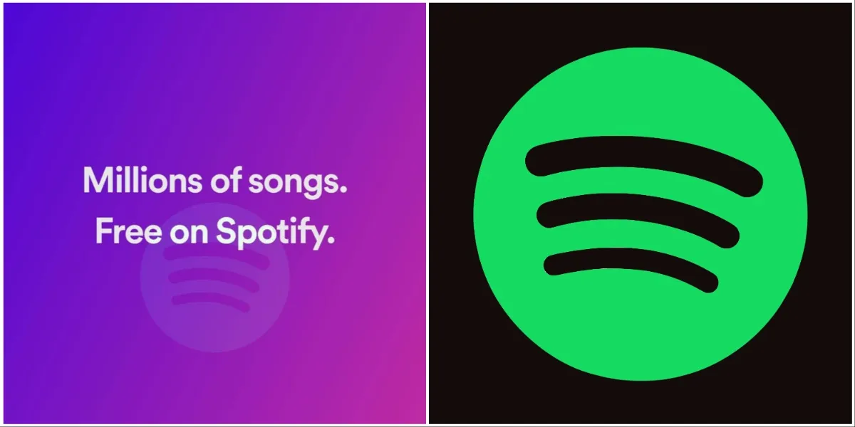Spotify landing sing in page, mobile version on the left. Spotify logo on the right.