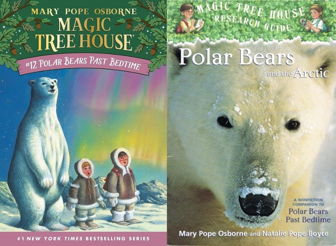 "Polar Bears Past Bedtime" and "Polar Bears and the Arctic (Magic Tree House Research Guide)" books. 