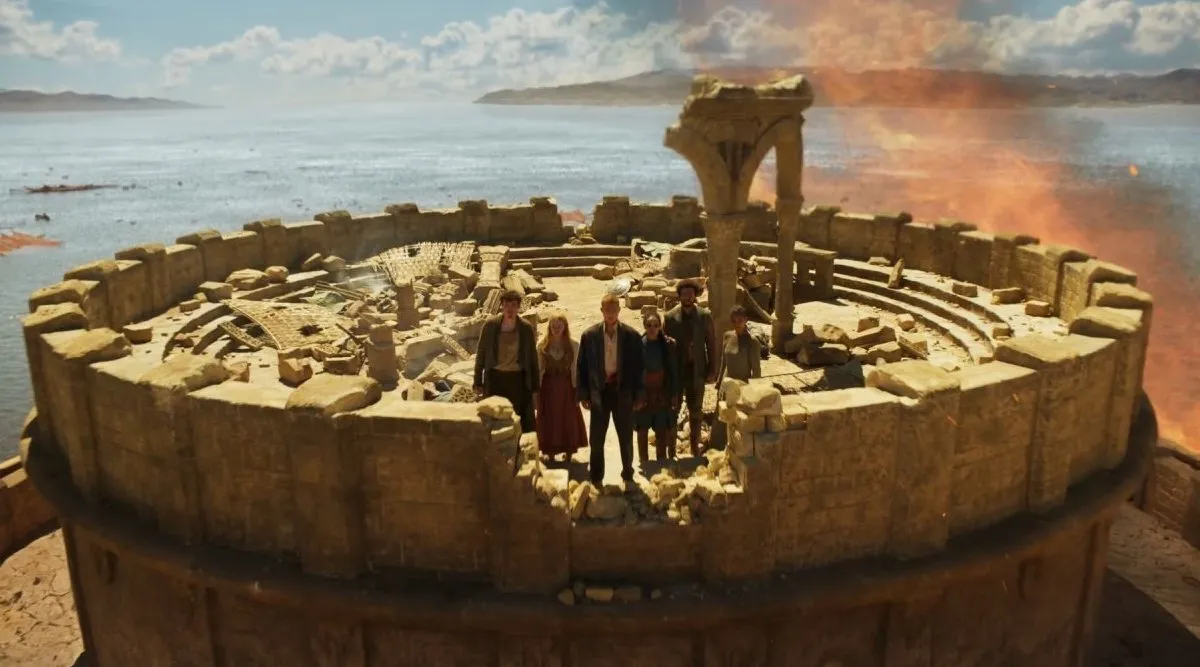 The main characters in the final shot of the season two finale of The Wheel of Time