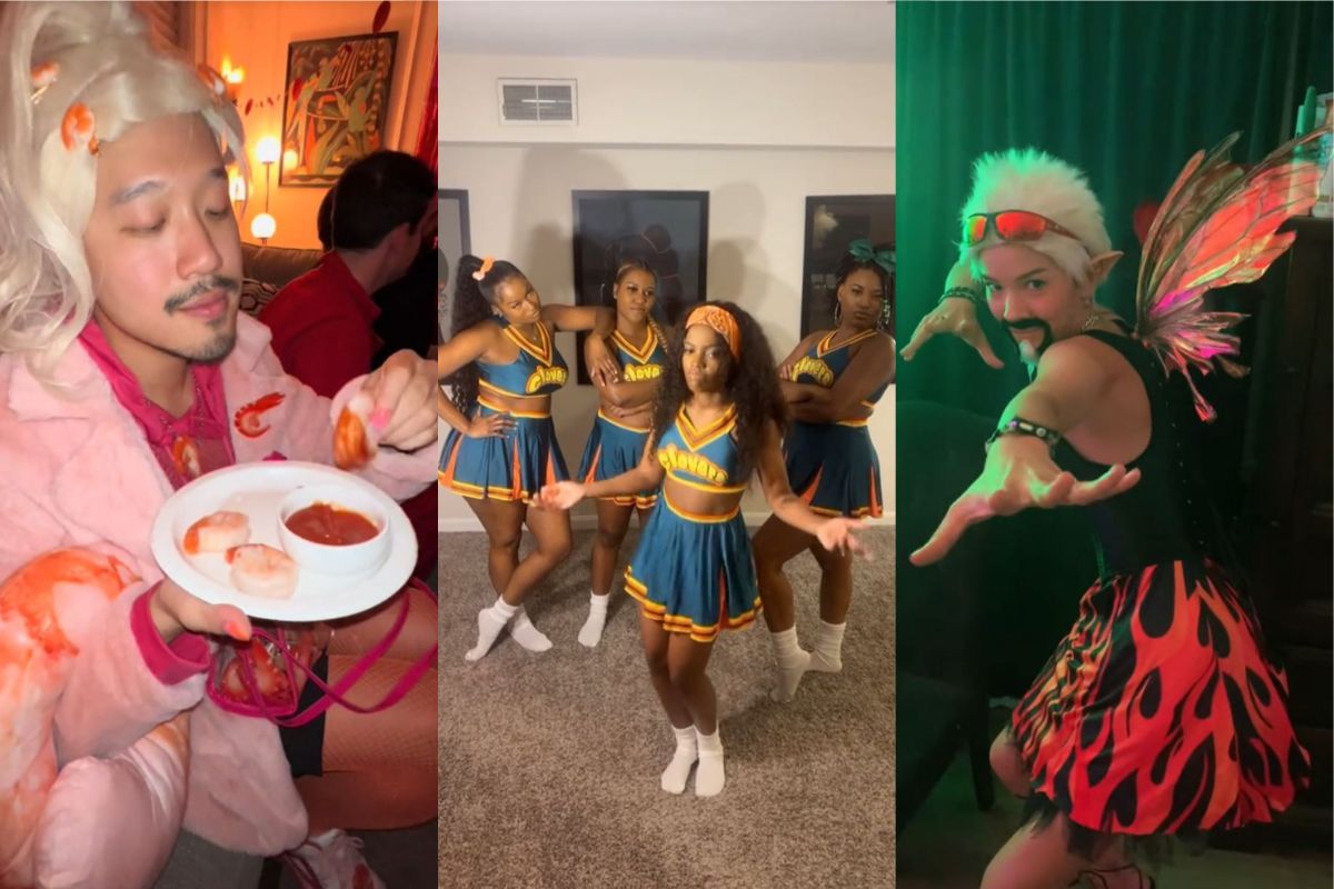 Costumes of shrimp on the Barbie, the Clovers, and Guy Fieri. 