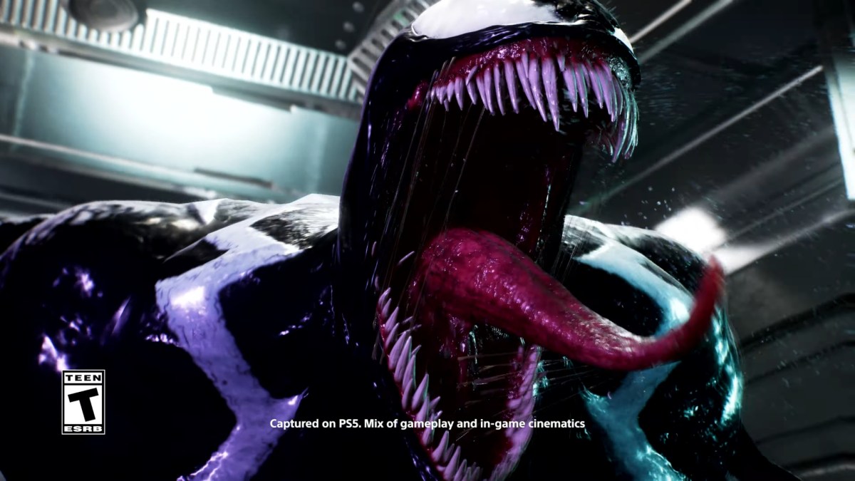 Venom flicking his tongue in Spider-Man 2