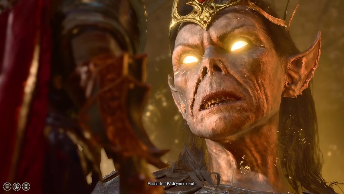 A screenshot of Vlaakith in Baldur's Gate 3 using the Wish Spell