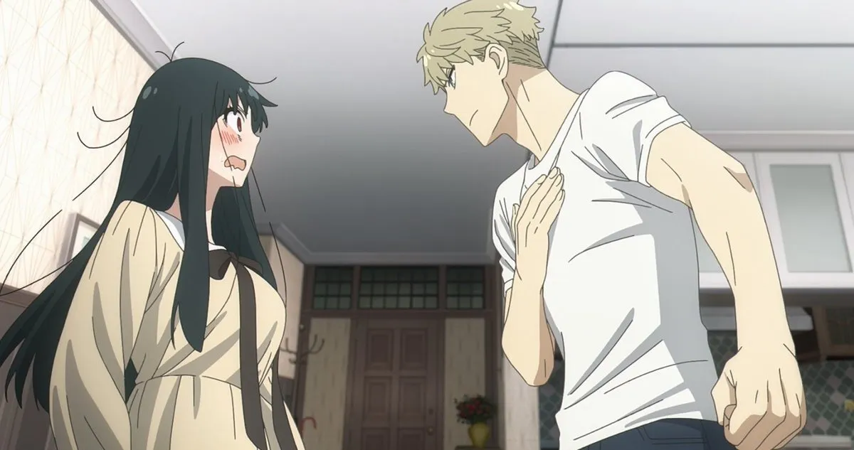 Injured Yor getting asked out on a date by Loid from the first episode of Spy x Family Season 2 (Wit Studio and CloverWorks)