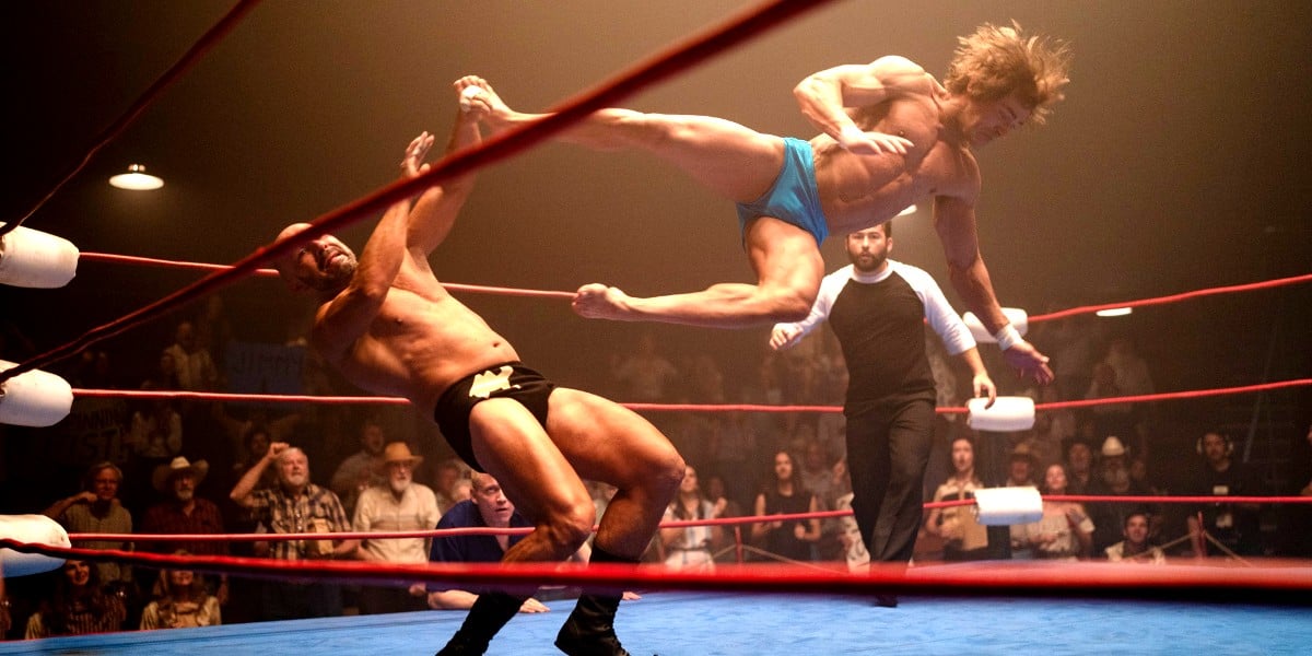 Zac Efron as Kevin Von Erich wrestling in The Iron Claw