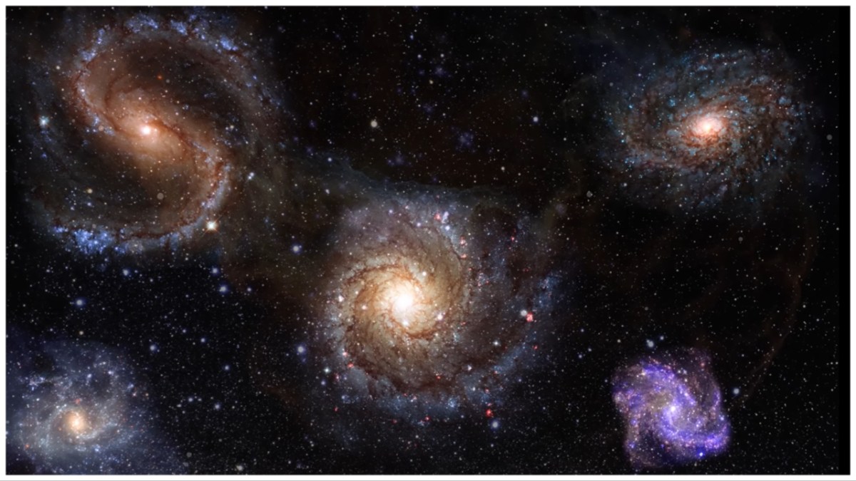 Swirling galaxies on the cosmic web.