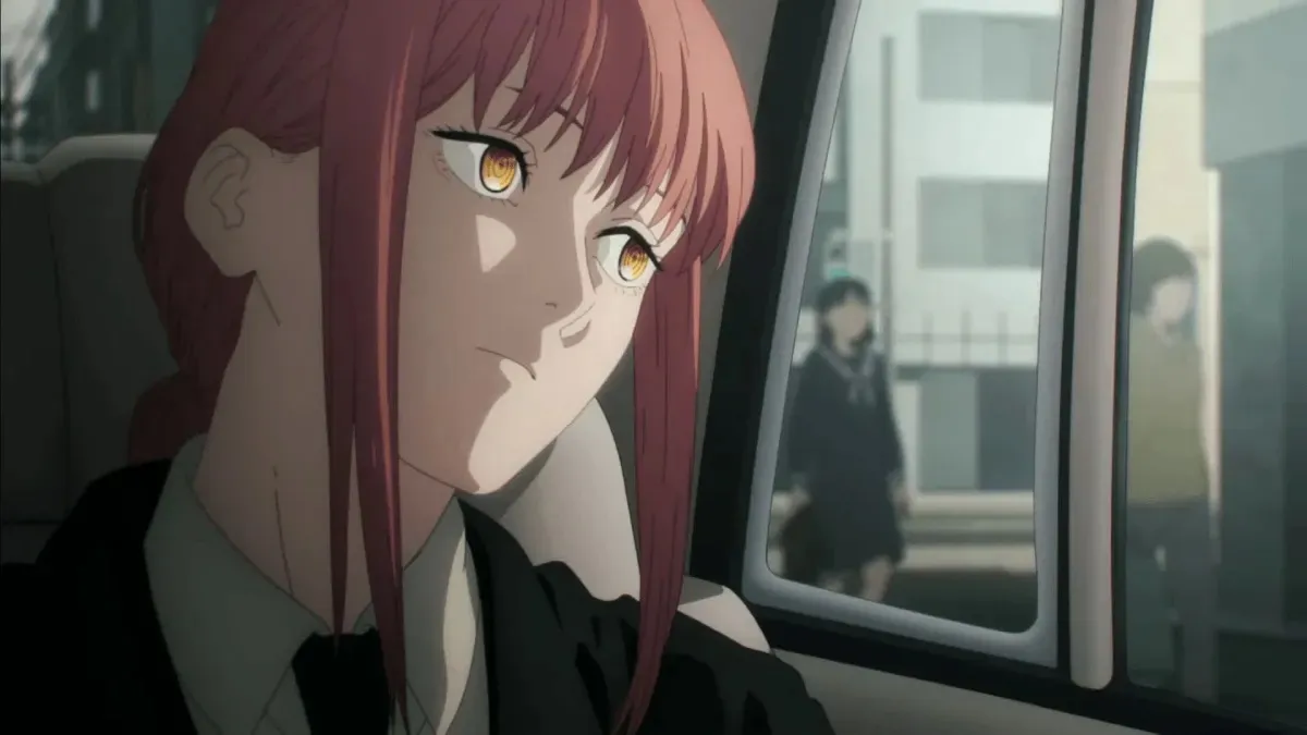 Makima staring out the window of a car in "Chainsaw Man"