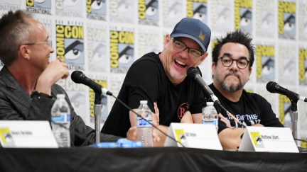 SAN DIEGO, CALIFORNIA - JULY 20: (L-R) Bill Rehor, Matthew Lillard and Brian Suskind attend the Creating An RPG Empire panel during 2023 Comic-Con International: San Diego at San Diego Convention Center on July 20, 2023 in San Diego, California. (Photo by Chelsea Guglielmino/FilmMagic )